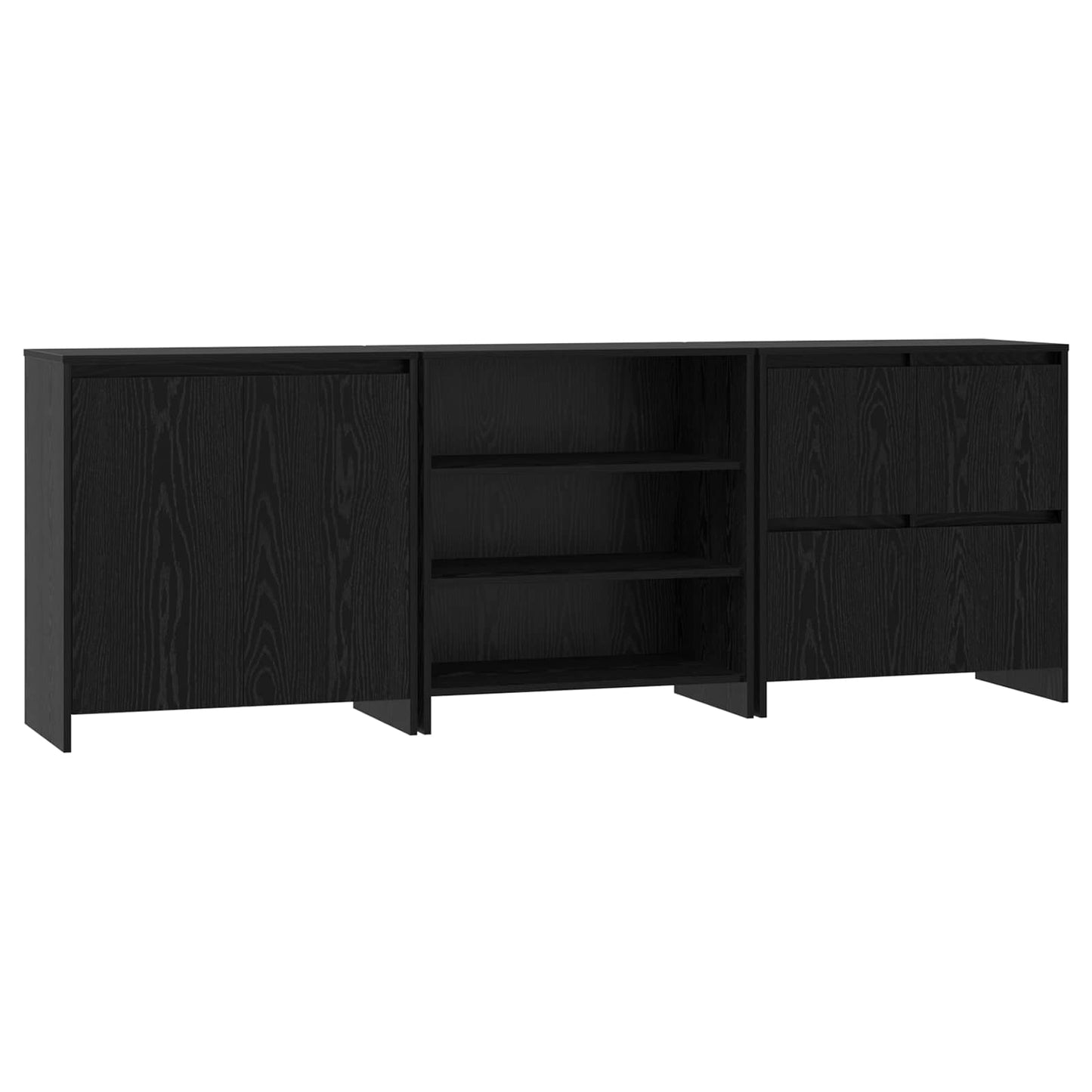 Sideboard 3 pcs Black Oak 70 x 41 x 75 cm Engineered Wood