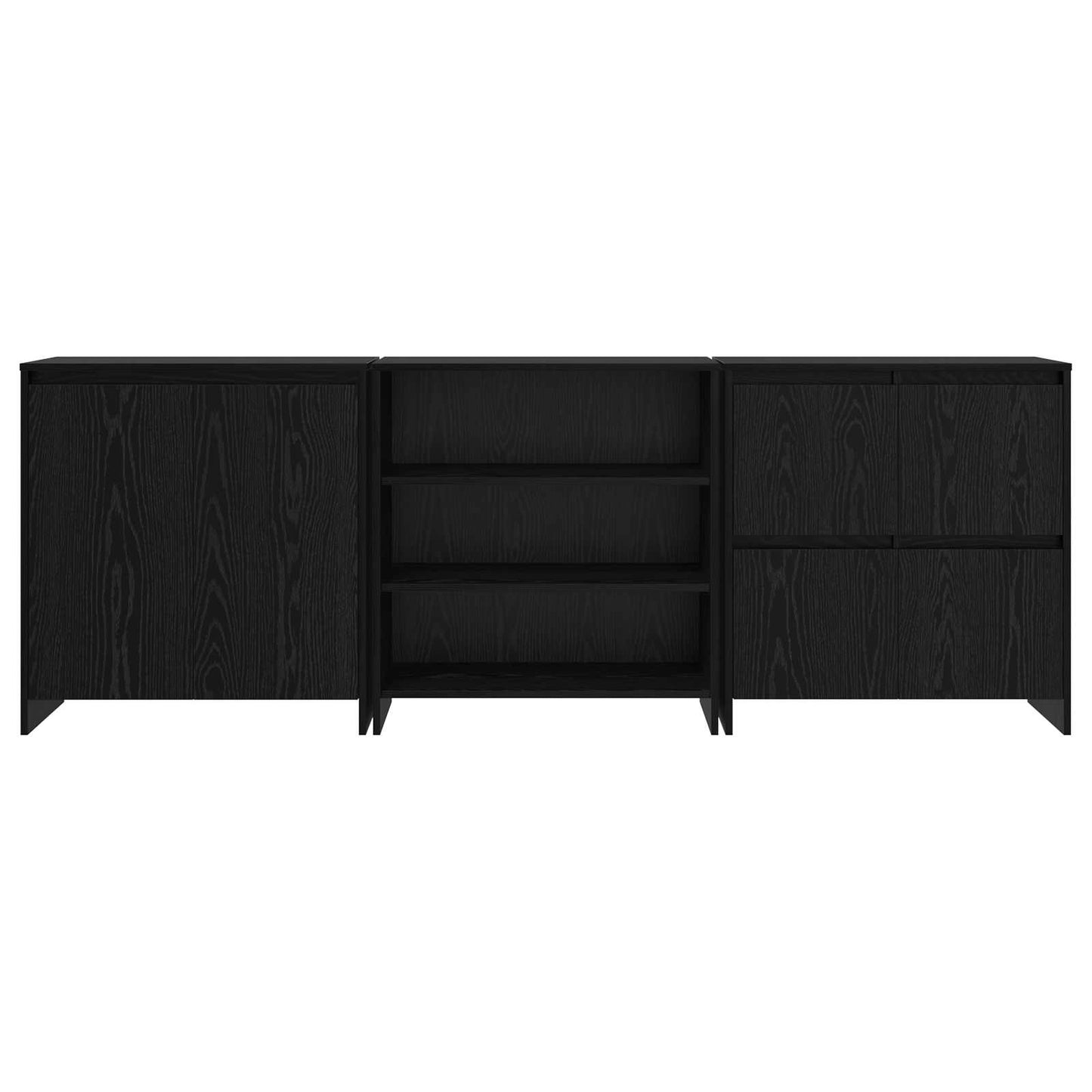 Sideboard 3 pcs Black Oak 70 x 41 x 75 cm Engineered Wood