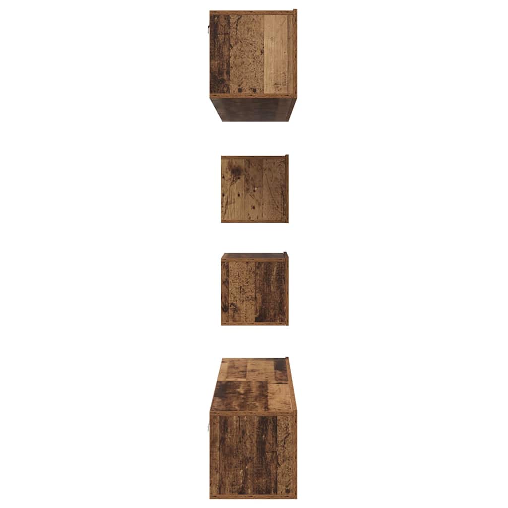 TV Cabinet Set Wall-mounted 6 pcs Old Wood Engineered Wood