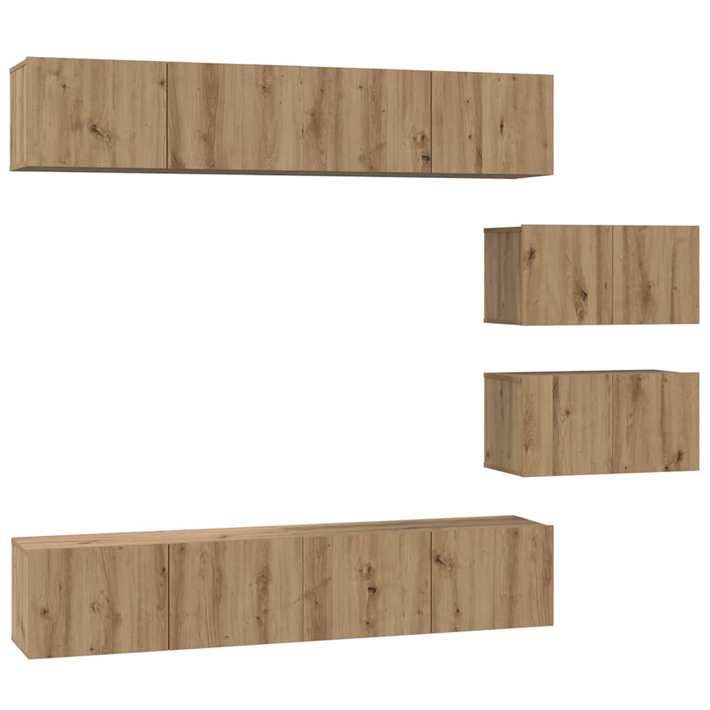 TV Cabinet Set Wall-mounted 6 pcs Artisan Oak Engineered Wood