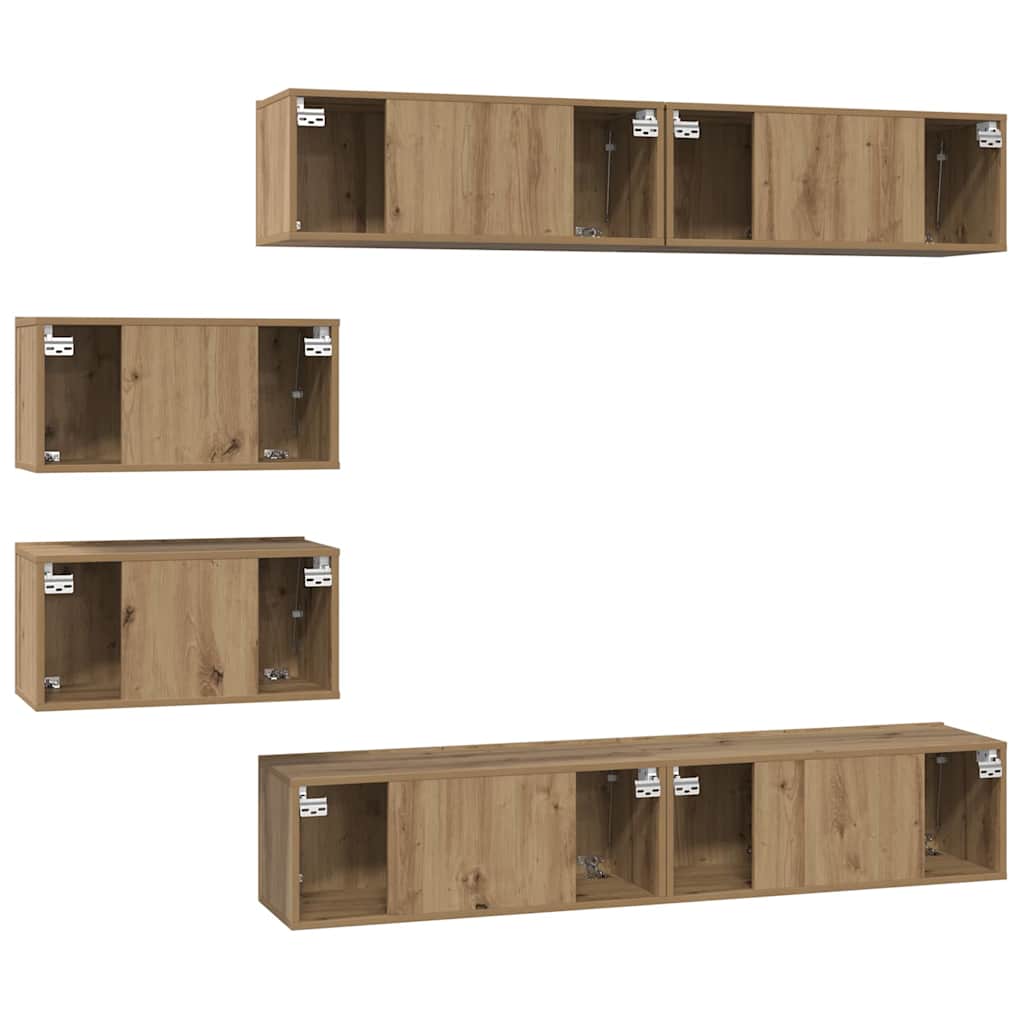 TV Cabinet Set Wall-mounted 6 pcs Artisan Oak Engineered Wood