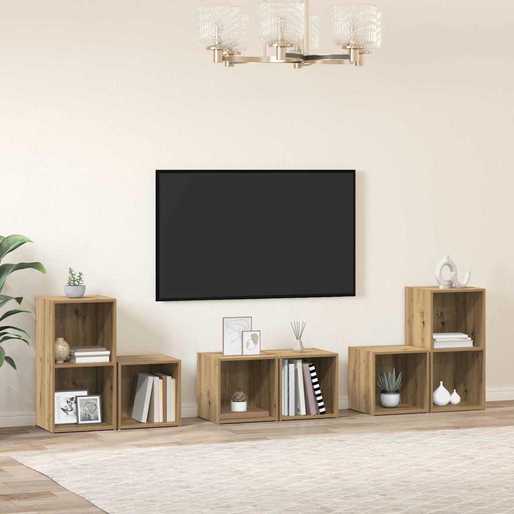 TV Cabinet Set 6 pcs Artisan Oak Engineered Wood