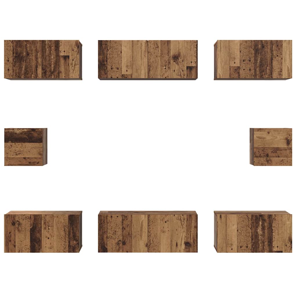 TV Cabinet Set Wall-mounted 8 pcs Old Wood Engineered Wood