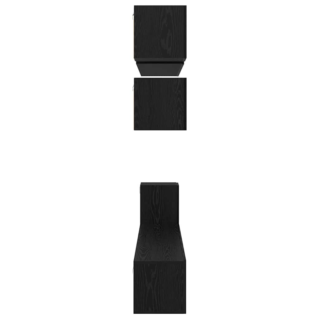 TV Cabinet Set Wall-mounted 8 pcs Black Oak Engineered Wood