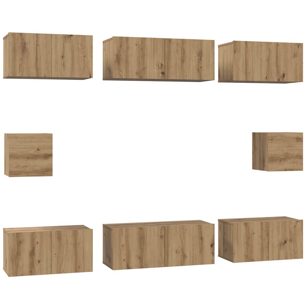 TV Cabinet Set Wall-mounted 8 pcs Artisan Oak Engineered Wood