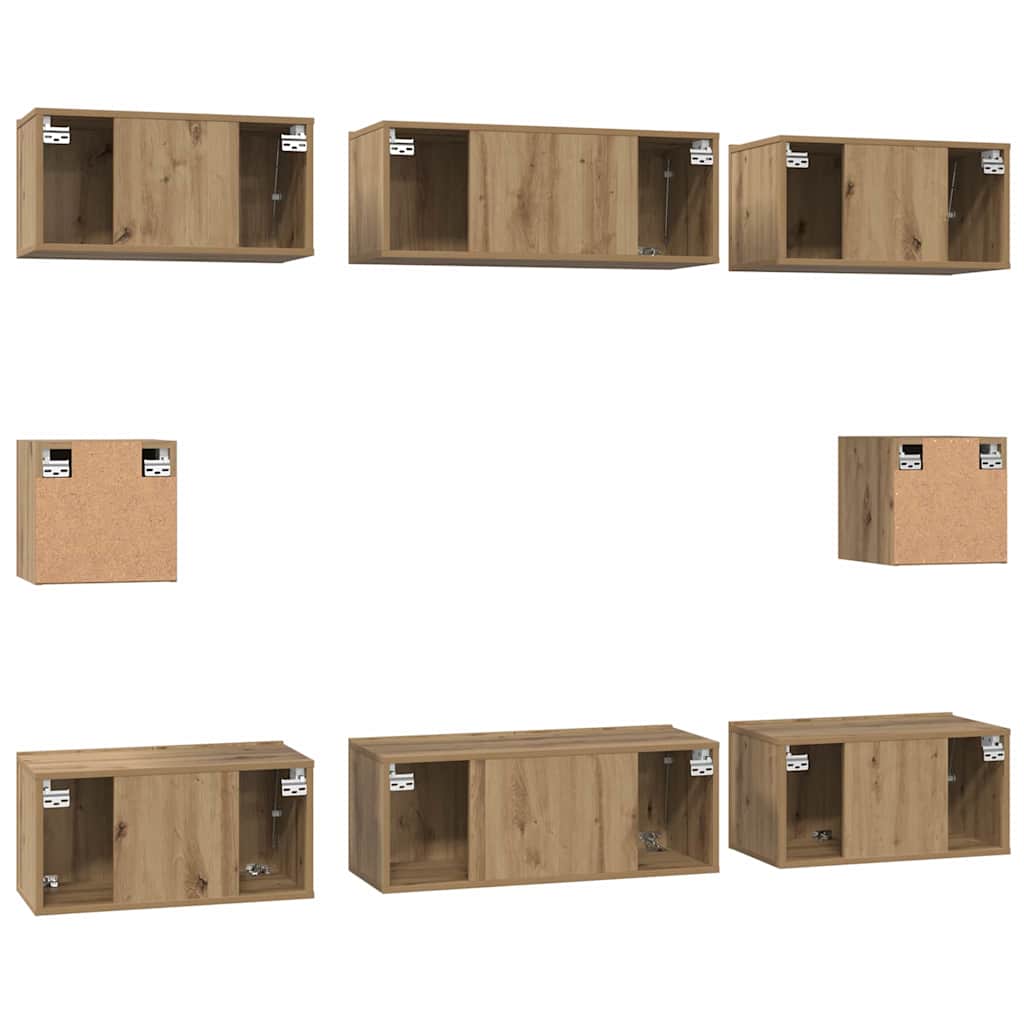 TV Cabinet Set Wall-mounted 8 pcs Artisan Oak Engineered Wood