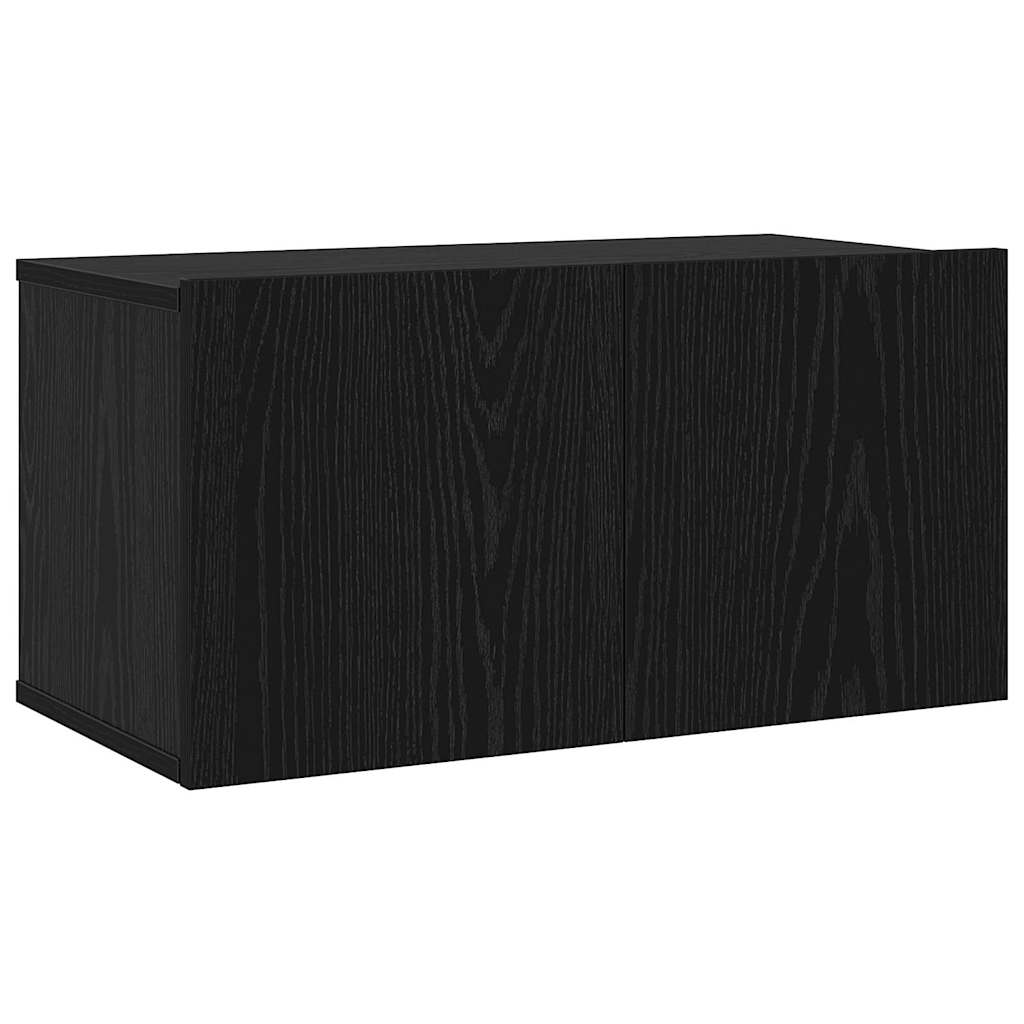 TV Cabinet Set Wall-mounted 3 pcs Black Oak Engineered Wood