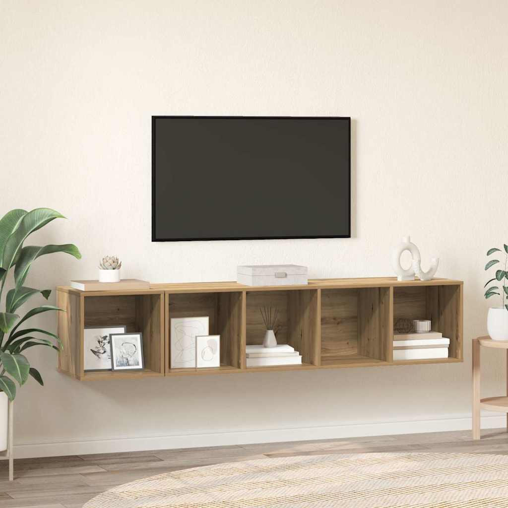 TV Cabinet Set Wall-mounted 2 pcs Artisan Oak Engineered Wood