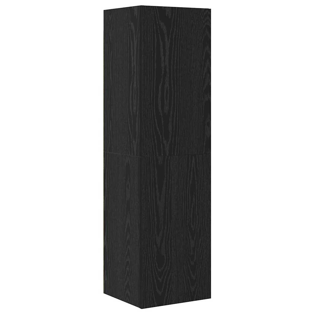 Wall TV Cabinet Wall-mounted 4 pcs Black Oak Engineered Wood