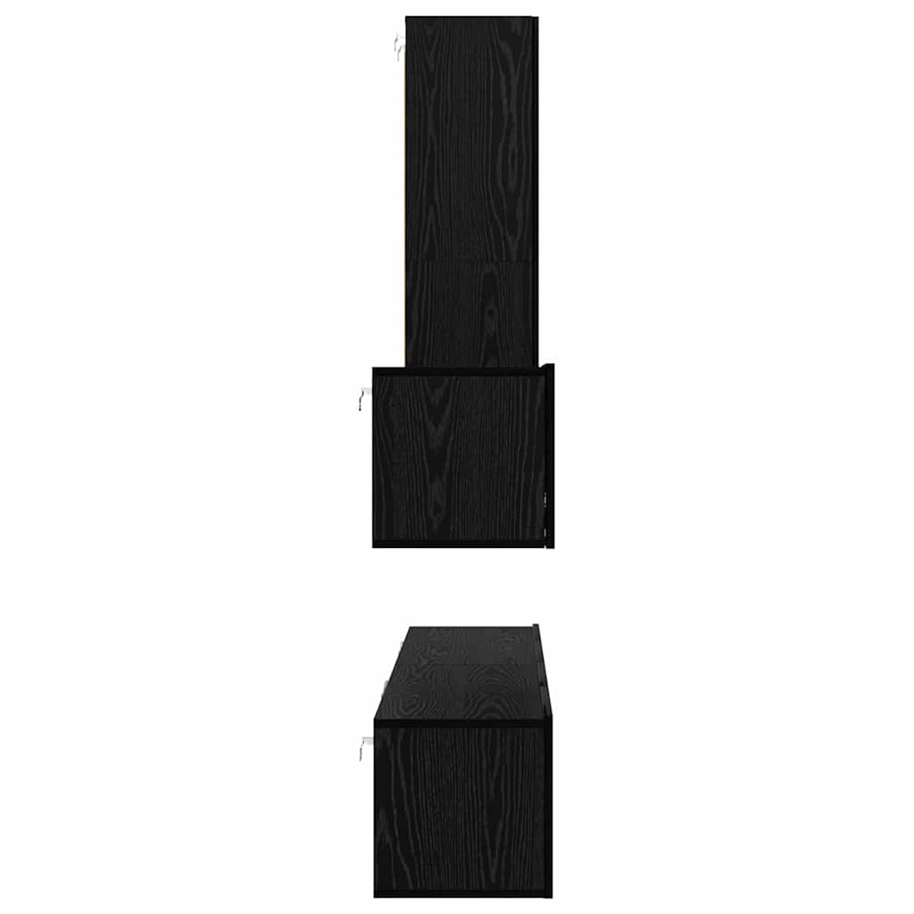 Wall TV Cabinet Wall-mounted 4 pcs Black Oak Engineered Wood