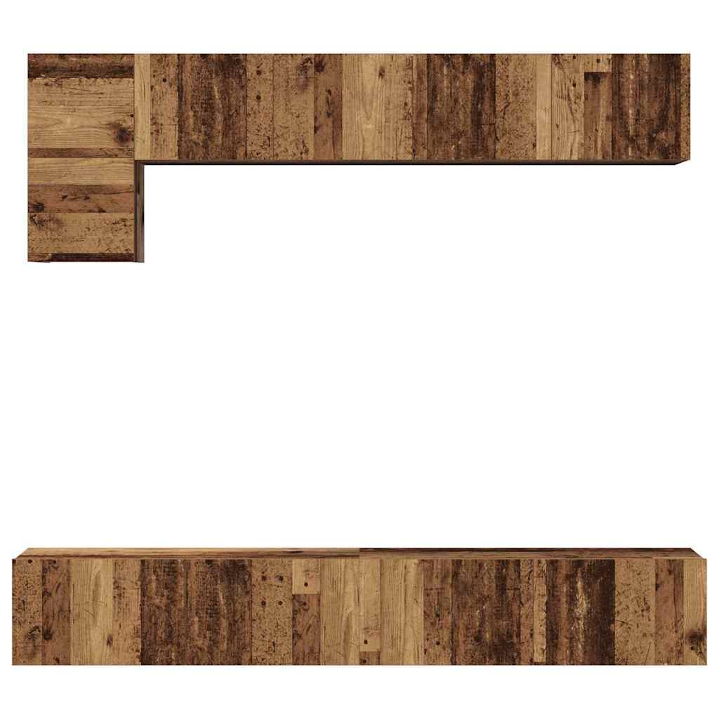 TV Cabinet Set Wall-mounted 5 pcs Old Wood Engineered Wood