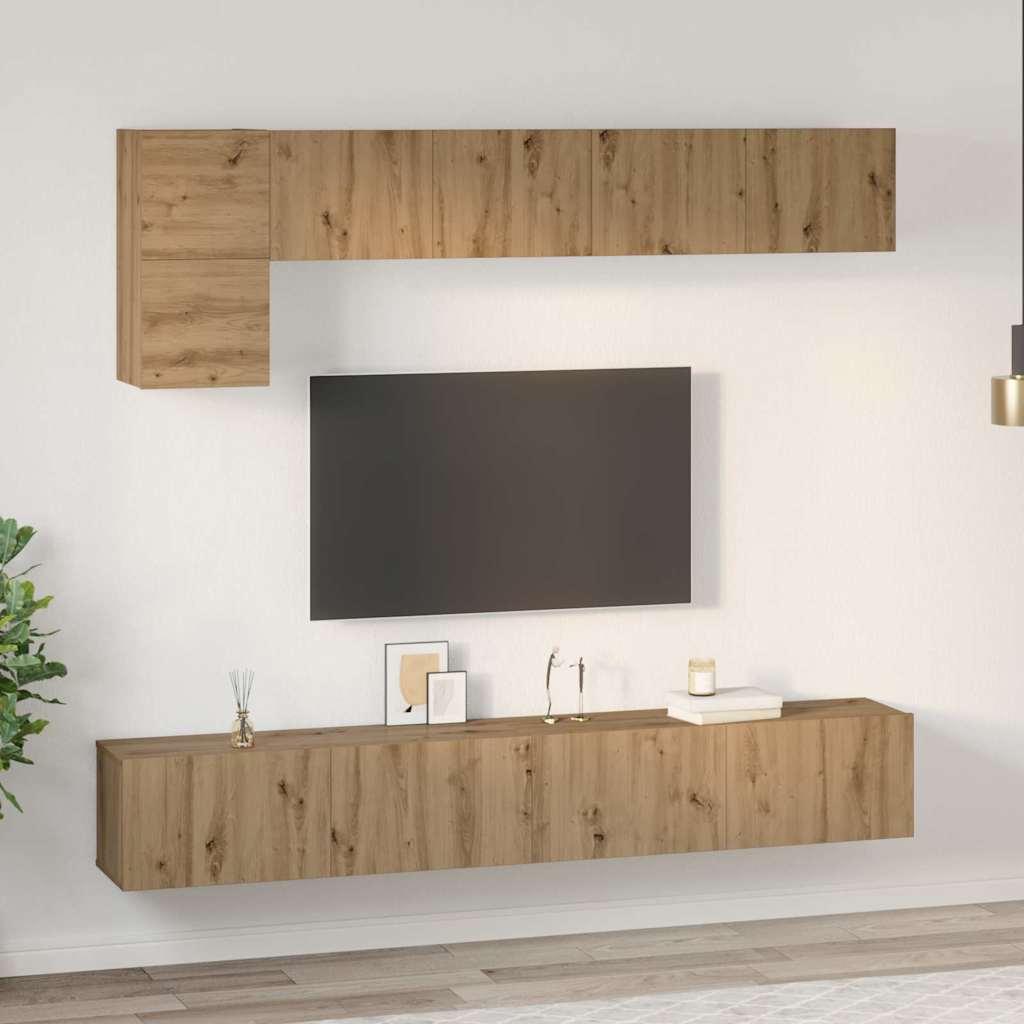 TV Cabinet Set Wall-mounted 5 pcs Artisan Oak Engineered Wood