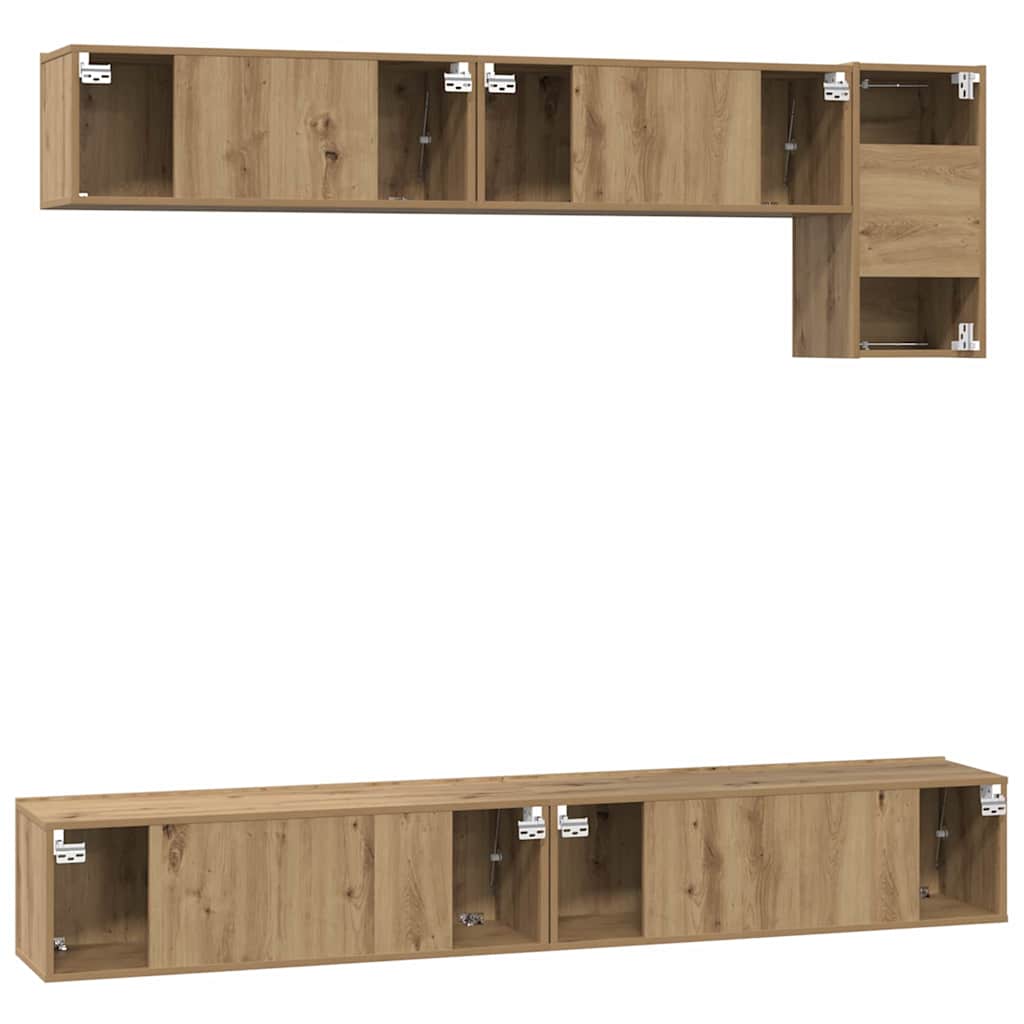 TV Cabinet Set Wall-mounted 5 pcs Artisan Oak Engineered Wood