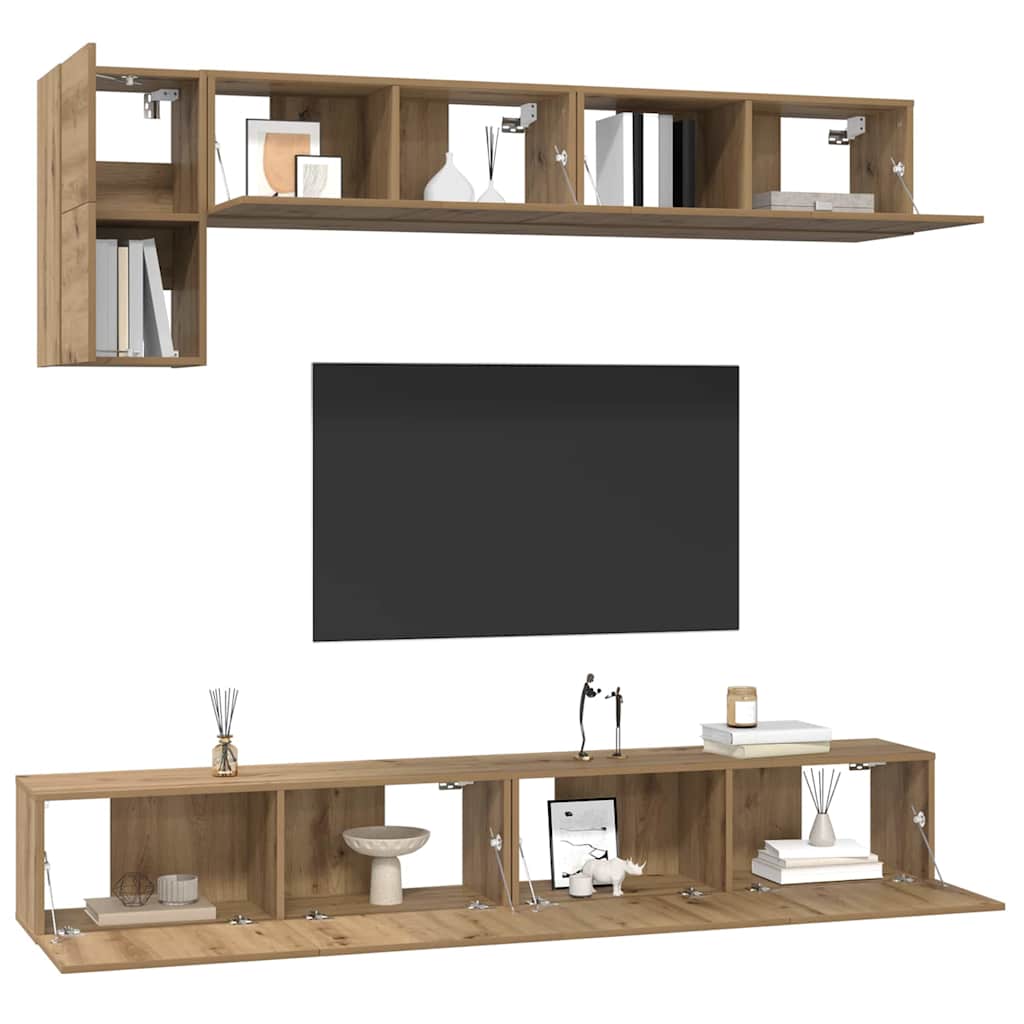 TV Cabinet Set Wall-mounted 5 pcs Artisan Oak Engineered Wood