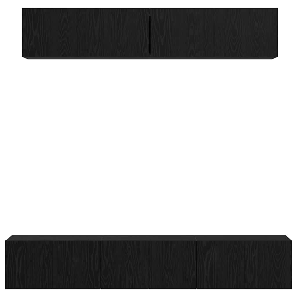 TV Cabinet Set Wall-mounted 5 pcs Black Oak Engineered Wood