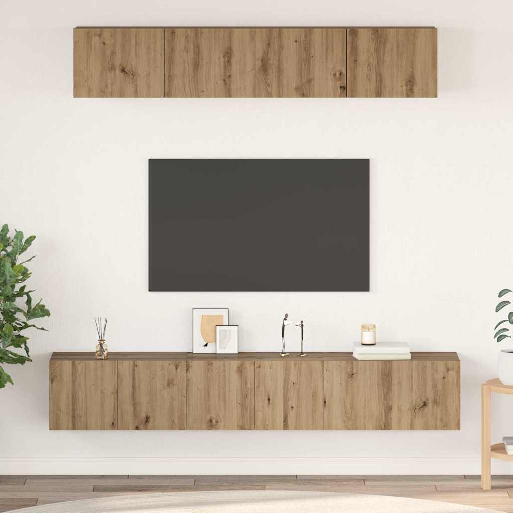 TV Cabinet Set Wall-mounted 5 pcs Artisan Oak Engineered Wood