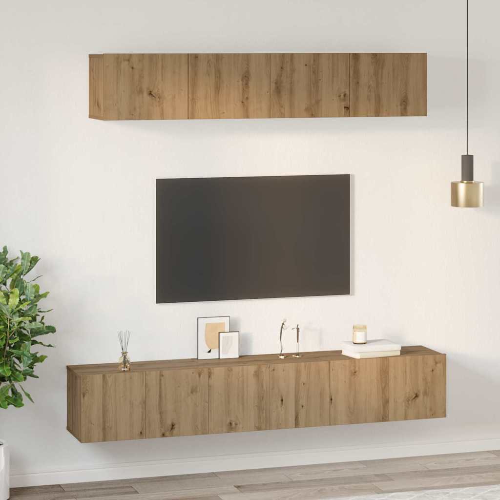 TV Cabinet Set Wall-mounted 5 pcs Artisan Oak Engineered Wood