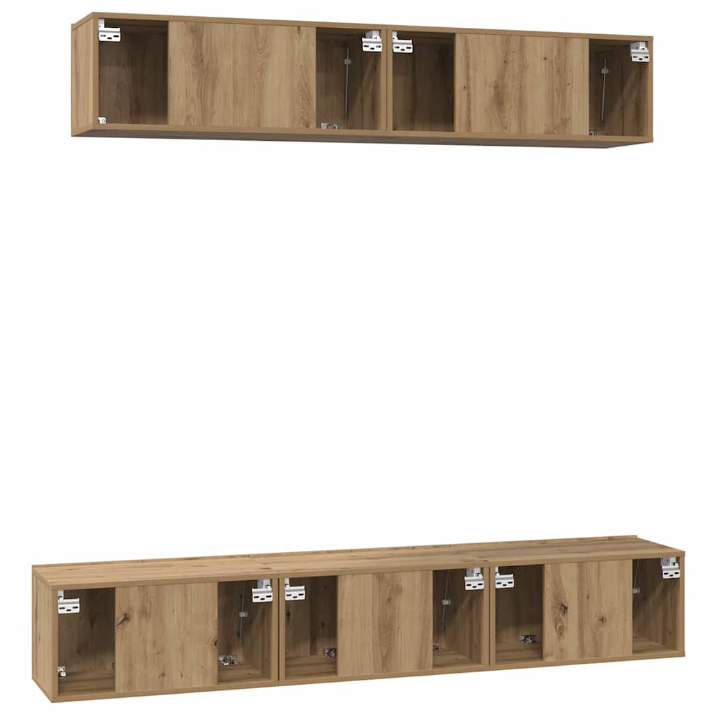 TV Cabinet Set Wall-mounted 5 pcs Artisan Oak Engineered Wood