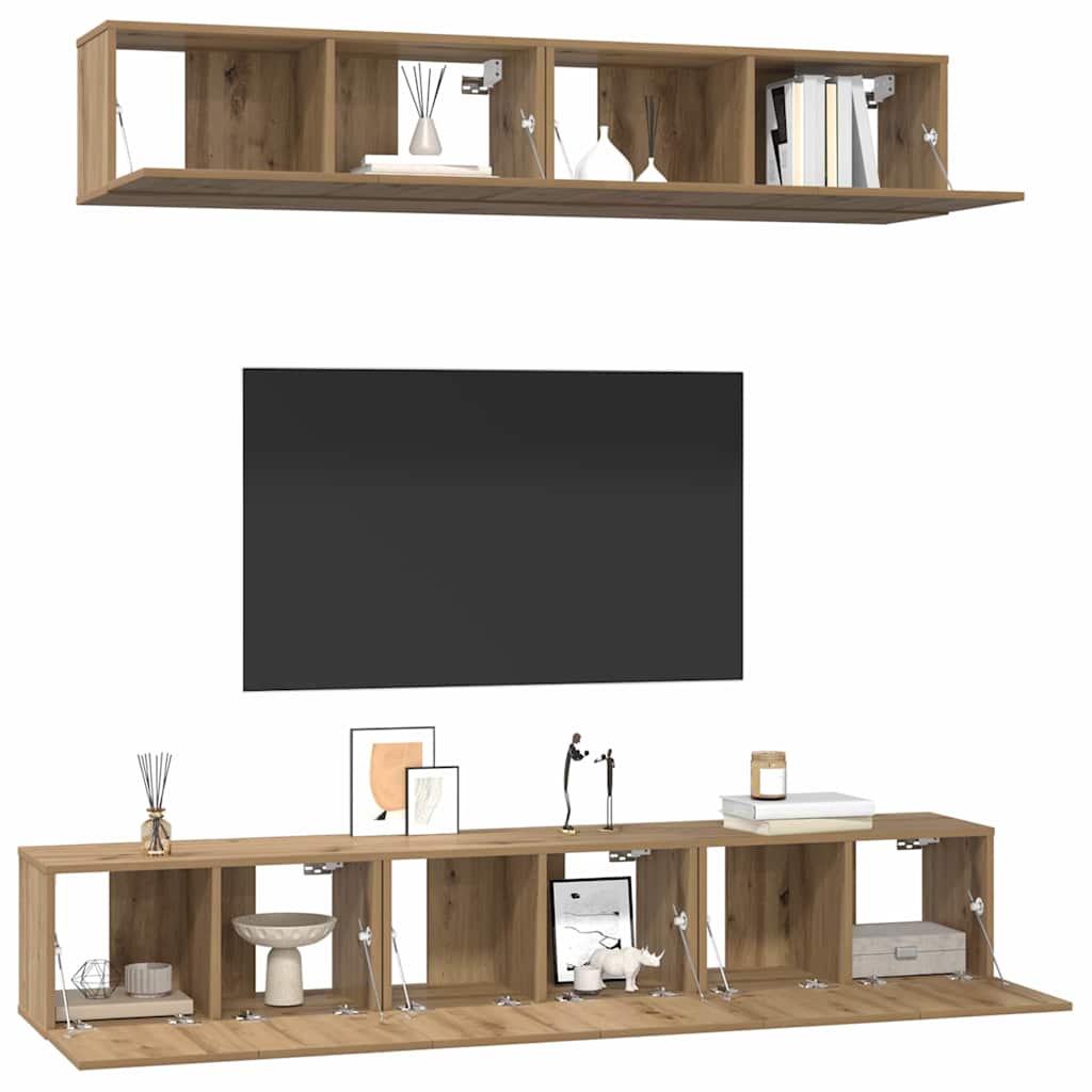 TV Cabinet Set Wall-mounted 5 pcs Artisan Oak Engineered Wood