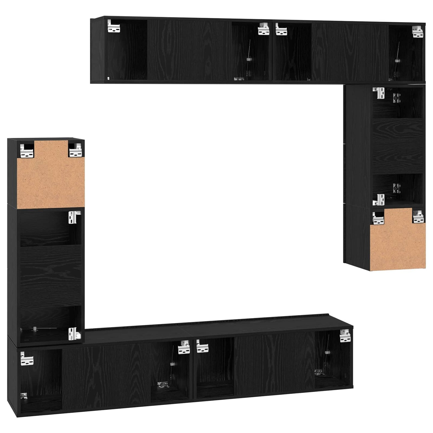 TV Cabinet Set Wall-mounted 8 pcs Black Oak Engineered Wood