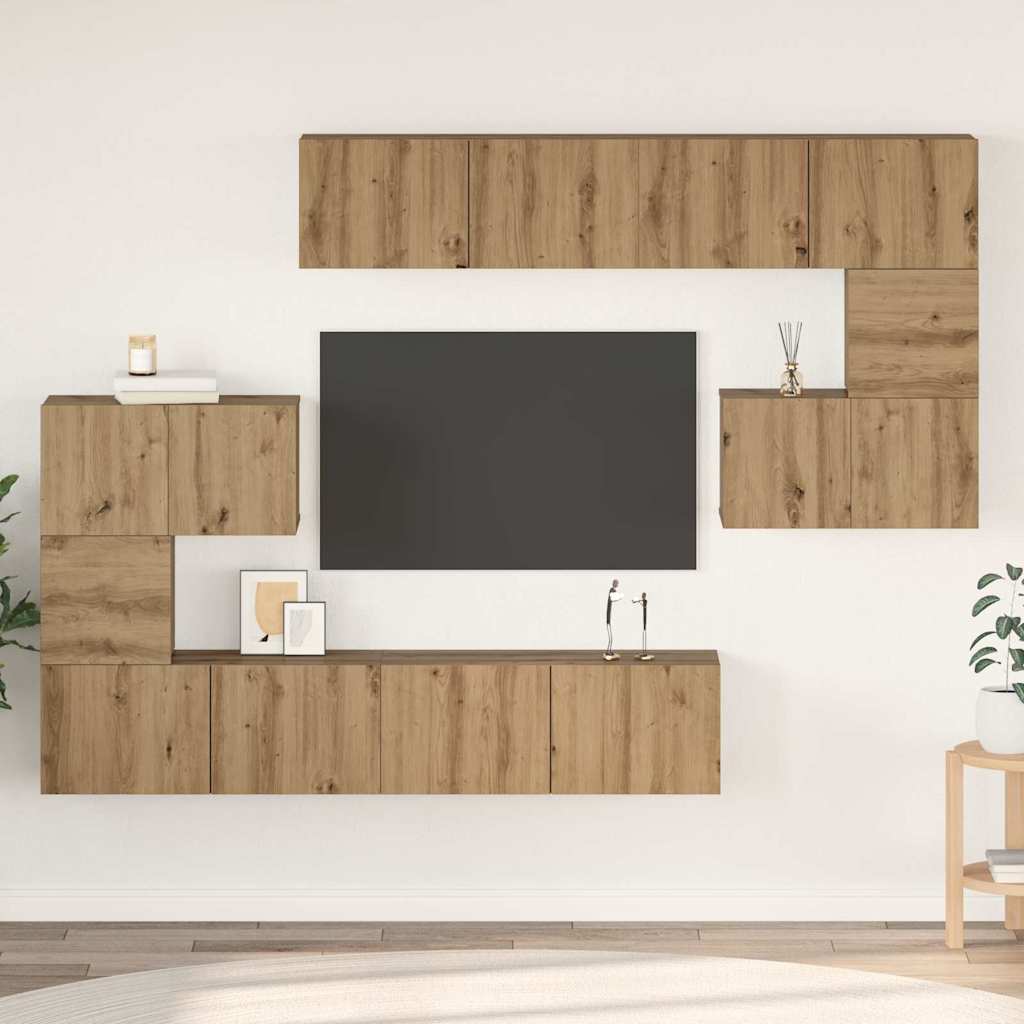 TV Cabinet Set Wall-mounted 8 pcs Artisan Oak Engineered Wood