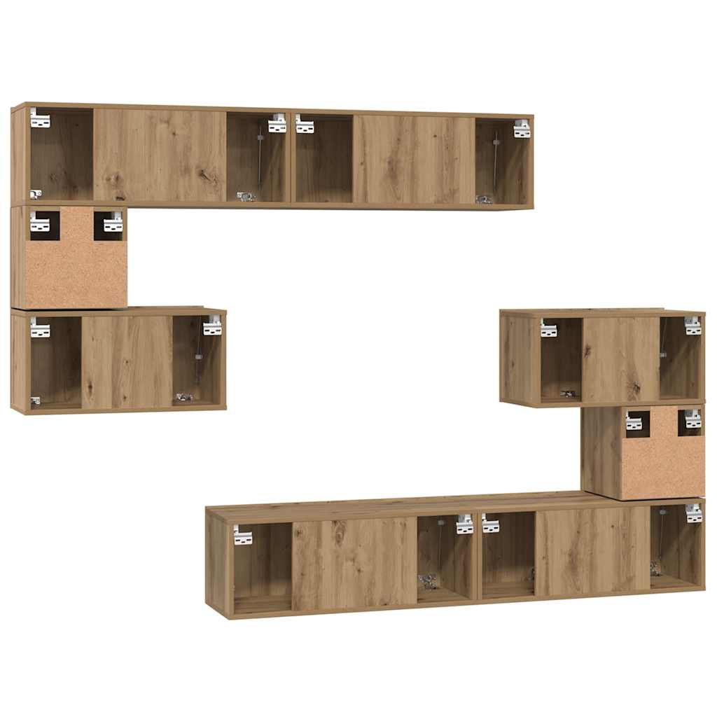 TV Cabinet Set Wall-mounted 8 pcs Artisan Oak Engineered Wood