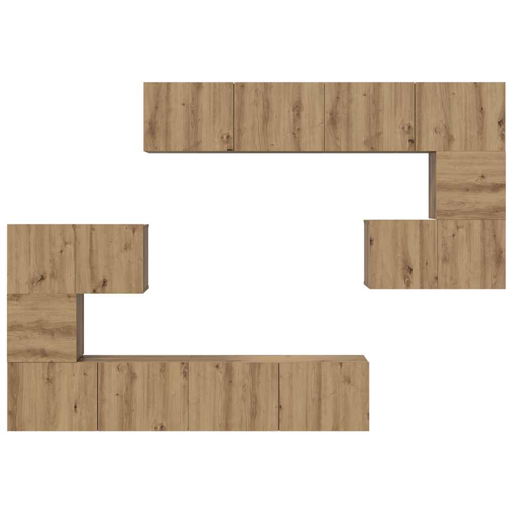 TV Cabinet Set Wall-mounted 8 pcs Artisan Oak Engineered Wood
