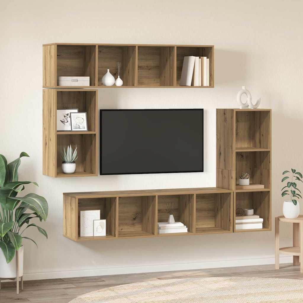TV Cabinet Set Wall-mounted 4 pcs Artisan Oak Engineered Wood