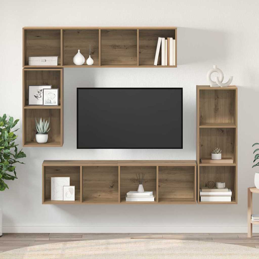 TV Cabinet Set Wall-mounted 4 pcs Artisan Oak Engineered Wood