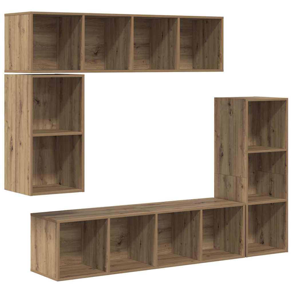 TV Cabinet Set Wall-mounted 4 pcs Artisan Oak Engineered Wood