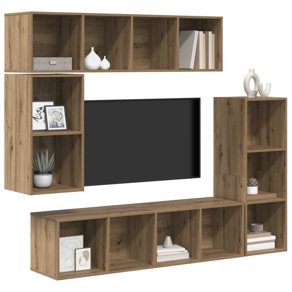 TV Cabinet Set Wall-mounted 4 pcs Artisan Oak Engineered Wood