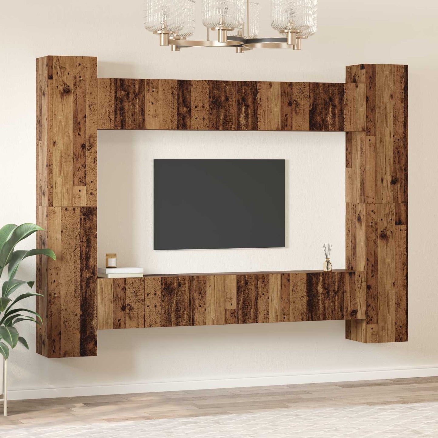 TV Cabinet Set Wall-mounted 10 pcs Old Wood 30.5 x 30 x 90 cm