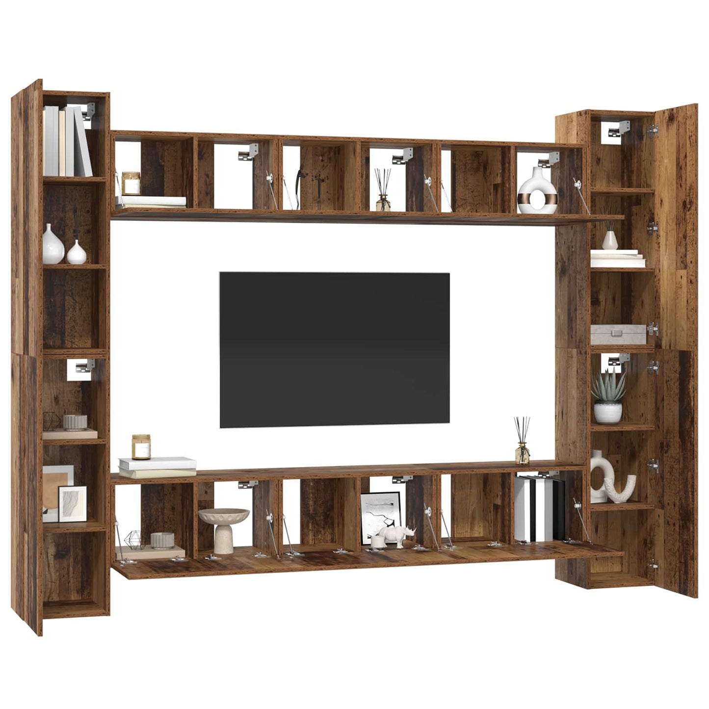 TV Cabinet Set Wall-mounted 10 pcs Old Wood 30.5 x 30 x 90 cm