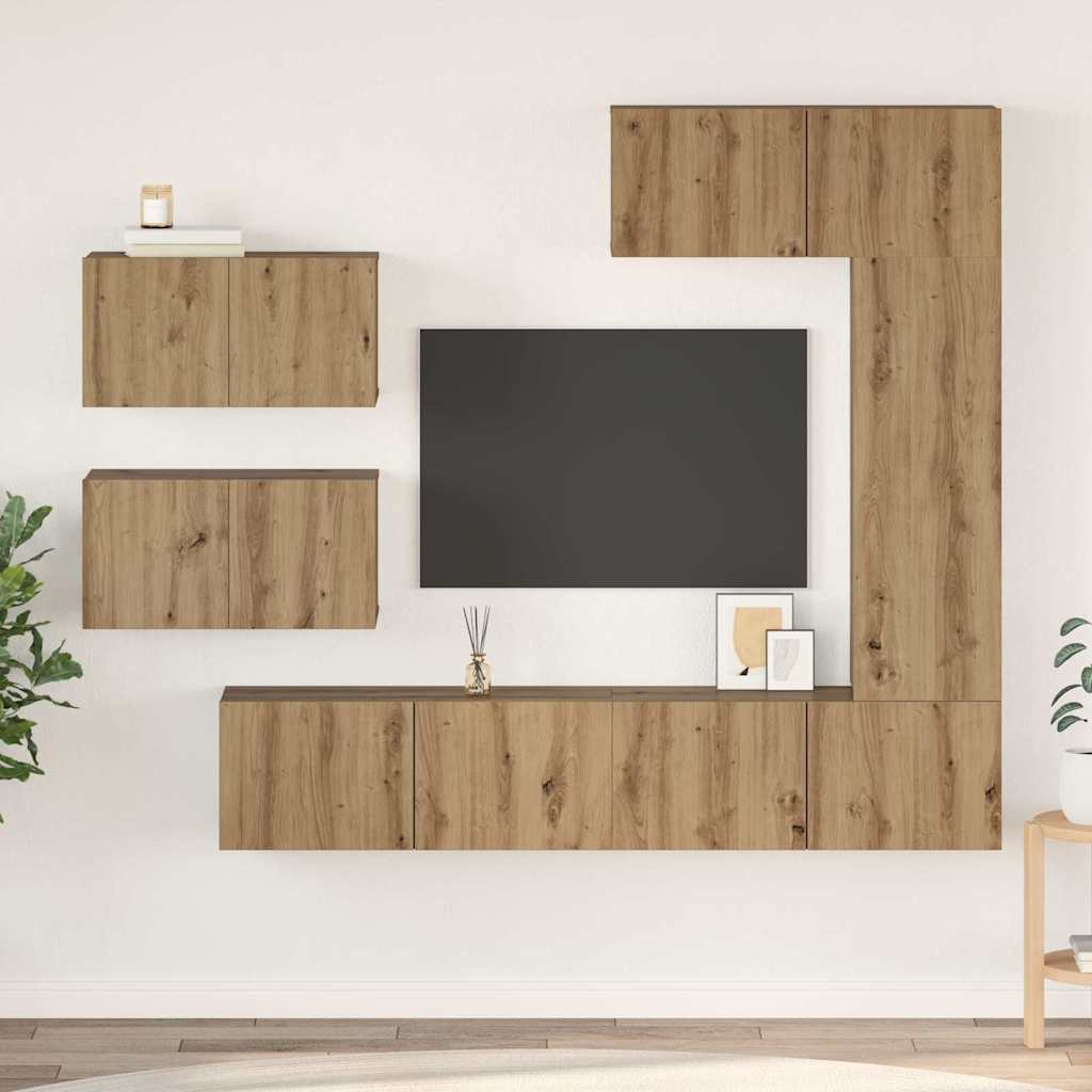 TV Cabinet Set Wall-mounted 6 pcs Artisan Oak Engineered Wood