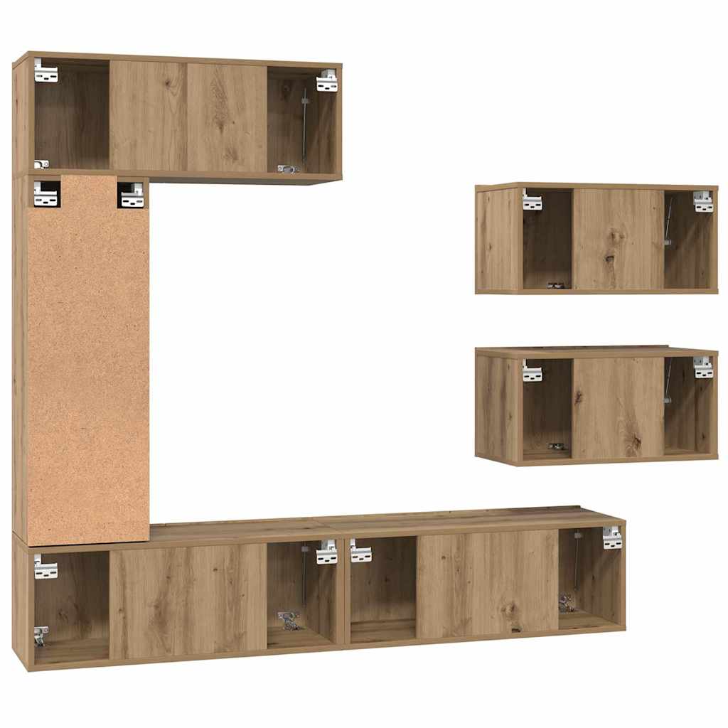TV Cabinet Set Wall-mounted 6 pcs Artisan Oak Engineered Wood
