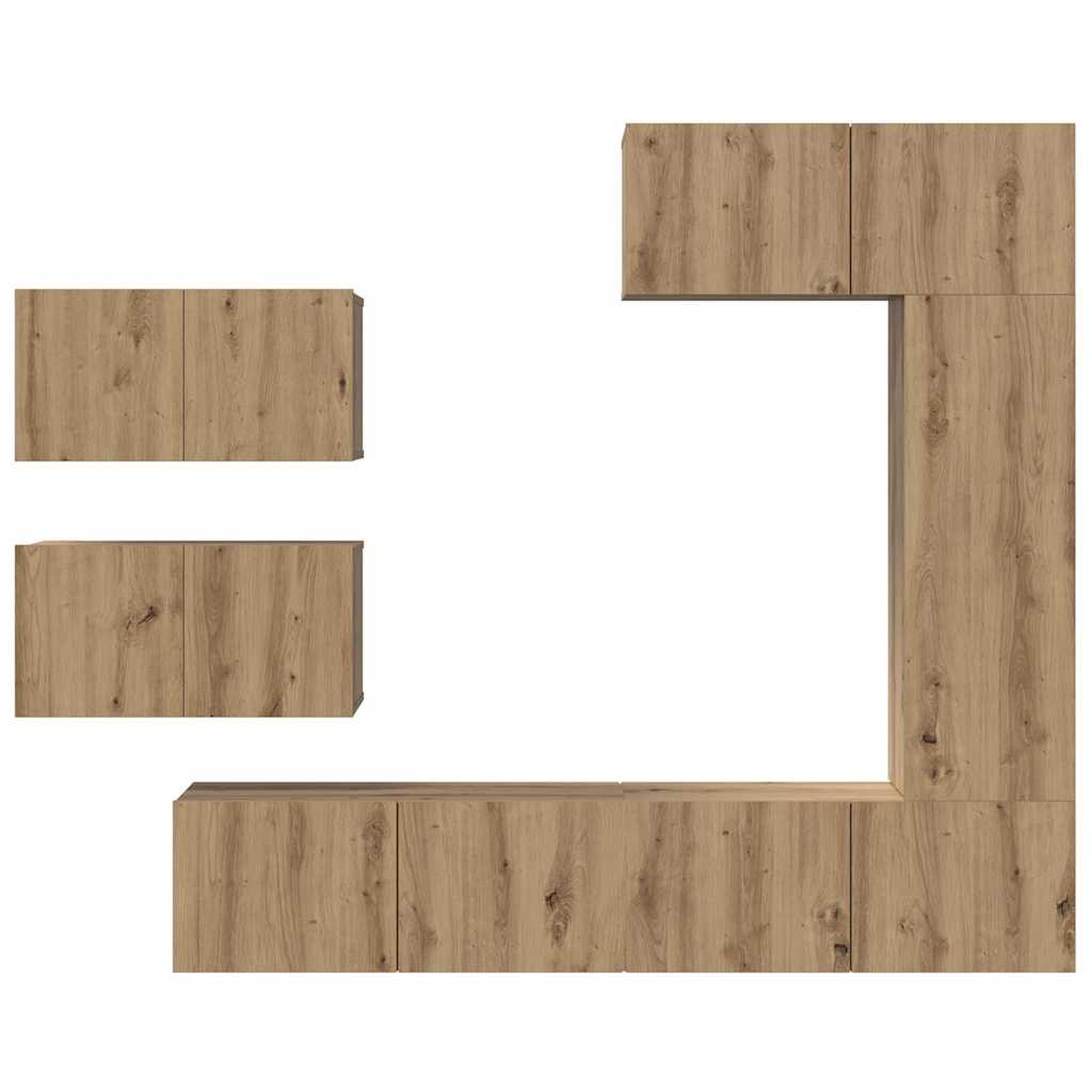 TV Cabinet Set Wall-mounted 6 pcs Artisan Oak Engineered Wood