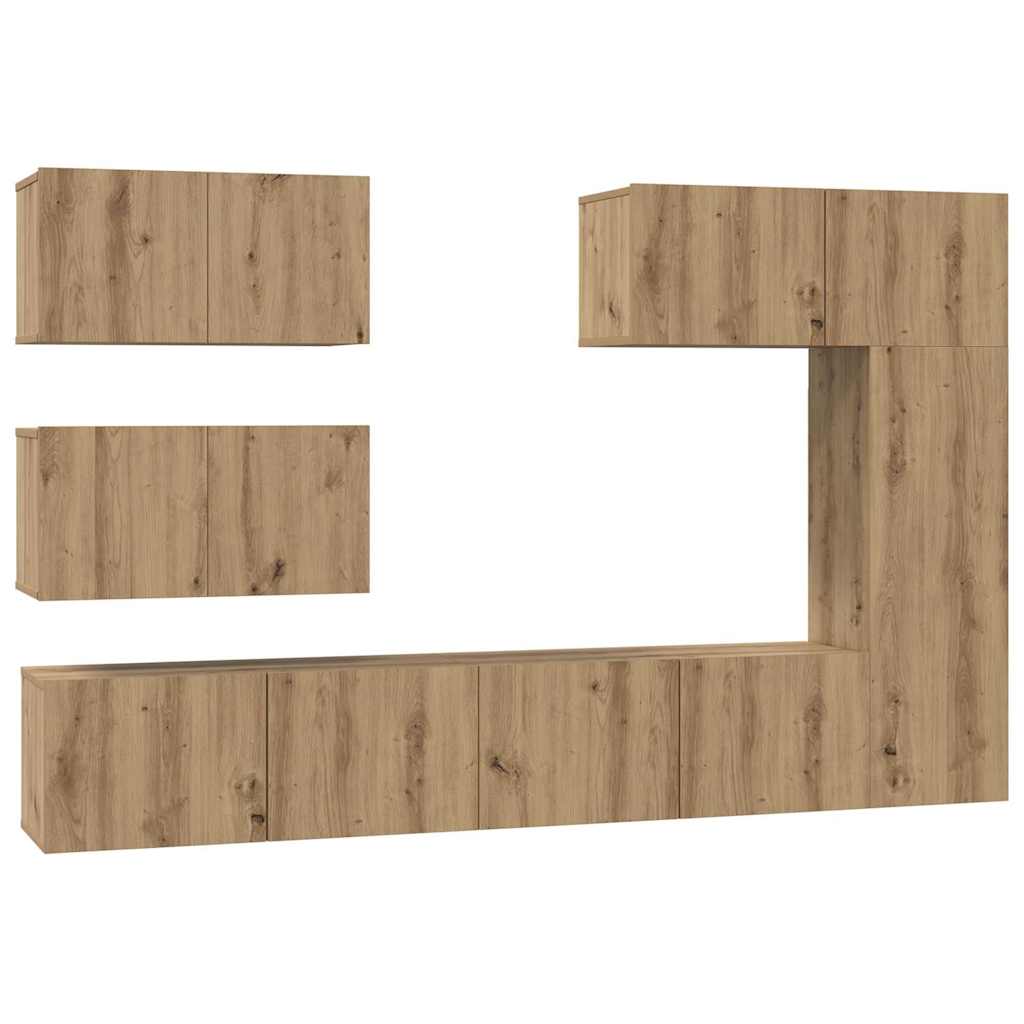 TV Cabinet Set Wall-mounted 6 pcs Artisan Oak Engineered Wood