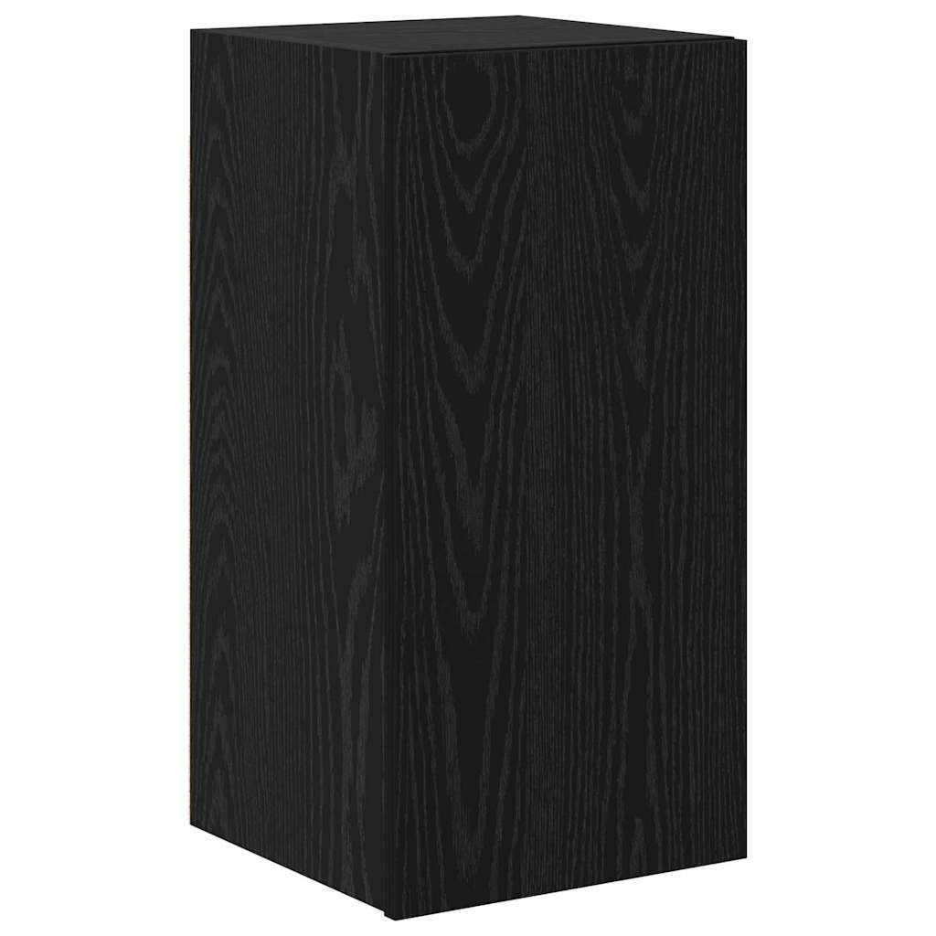 Wall TV Cabinet Wall-mounted 2 pcs Black Oak Engineered Wood