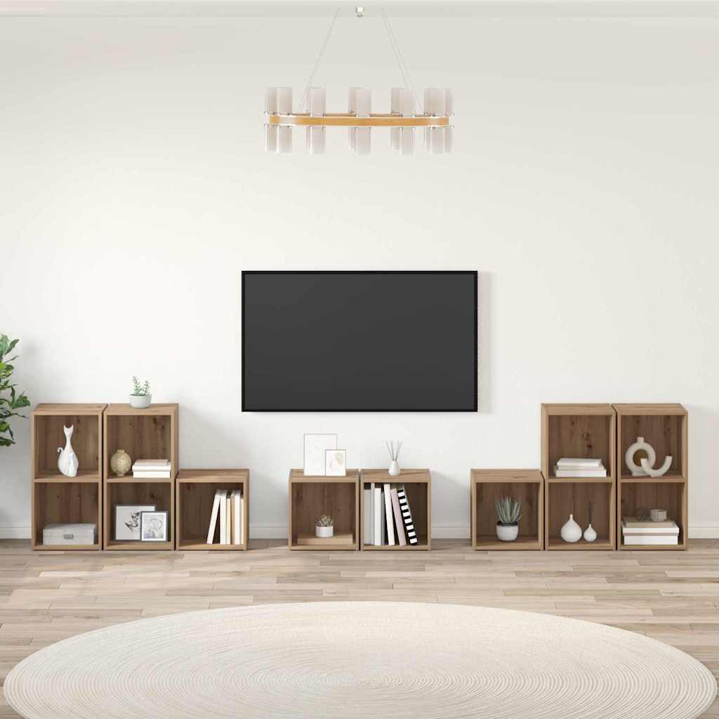 TV Cabinet Set 8 pcs Artisan Oak Engineered Wood