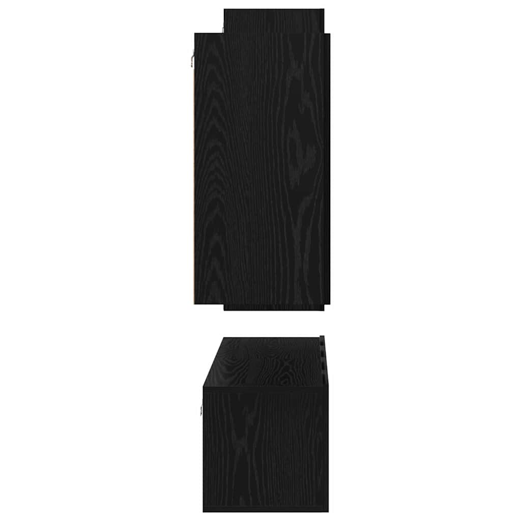 TV Cabinet Set Wall-mounted 4 pcs Black Oak Engineered Wood