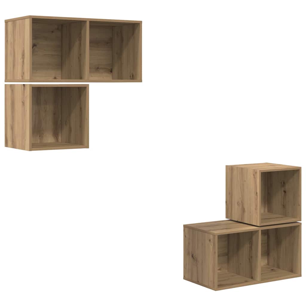 TV Cabinet Set Wall-mounted 4 pcs Artisan Oak Engineered Wood