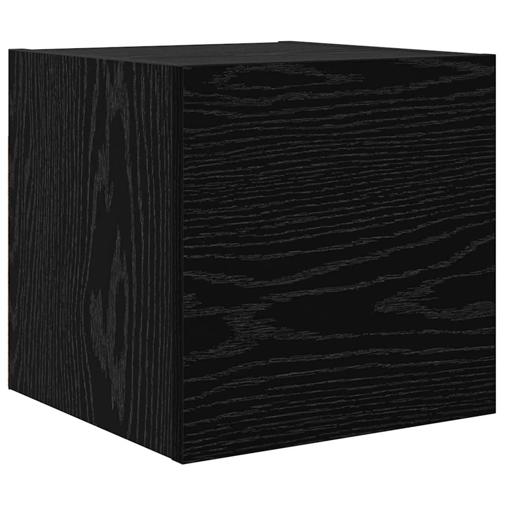 TV Cabinet Set Wall-mounted 8 pcs Black Oak Engineered Wood