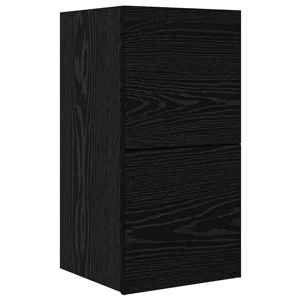 TV Cabinet Set Wall-mounted 8 pcs Black Oak Engineered Wood