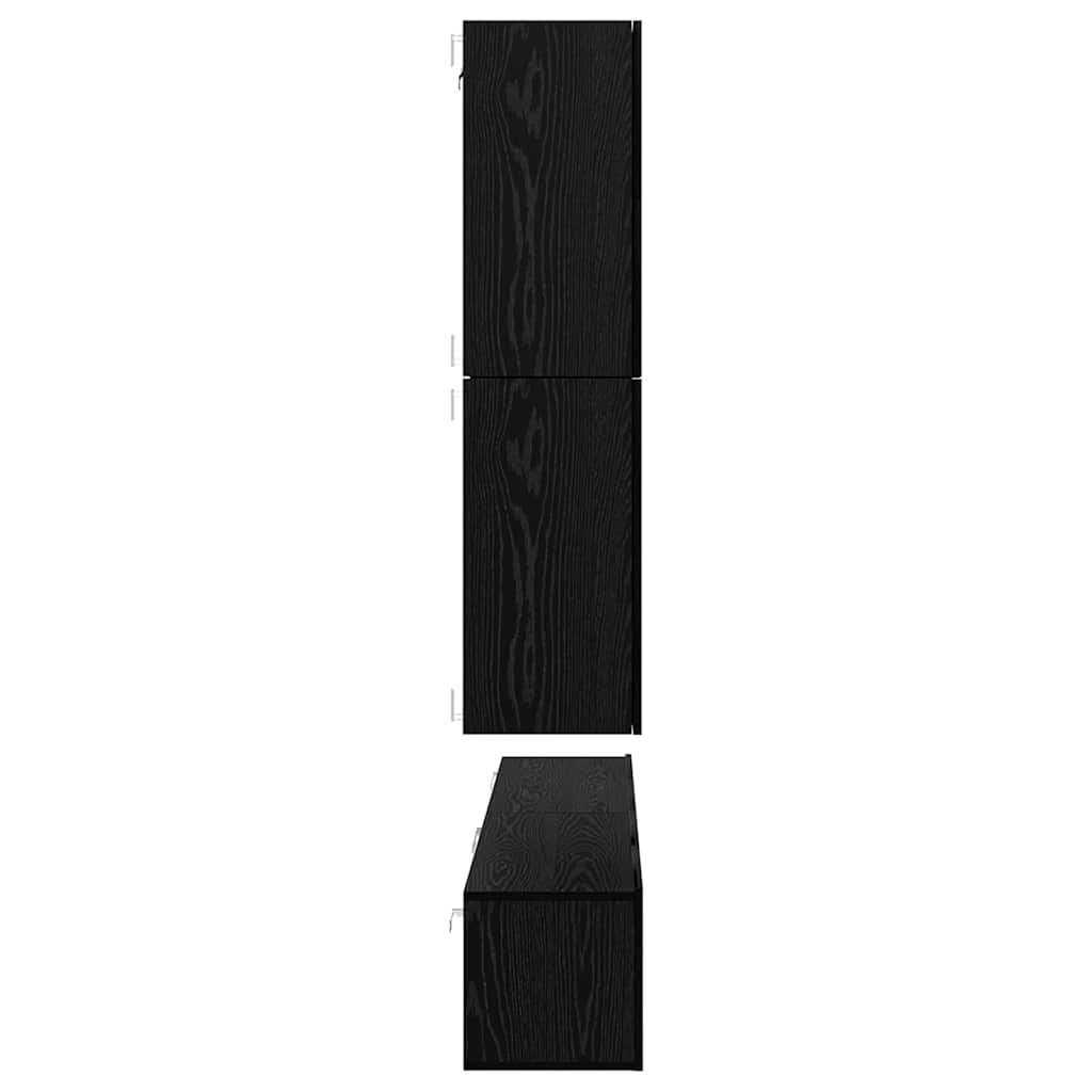 TV Cabinet Set Wall-mounted 8 pcs Black Oak Engineered Wood