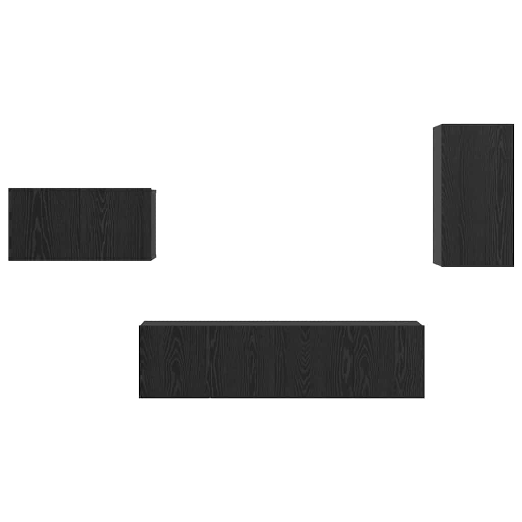 TV Cabinet Set 4 pcs Black Oak Engineered Wood