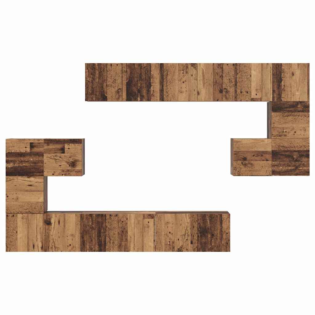 TV Cabinet Set Wall-mounted 10 pcs Old Wood Engineered Wood