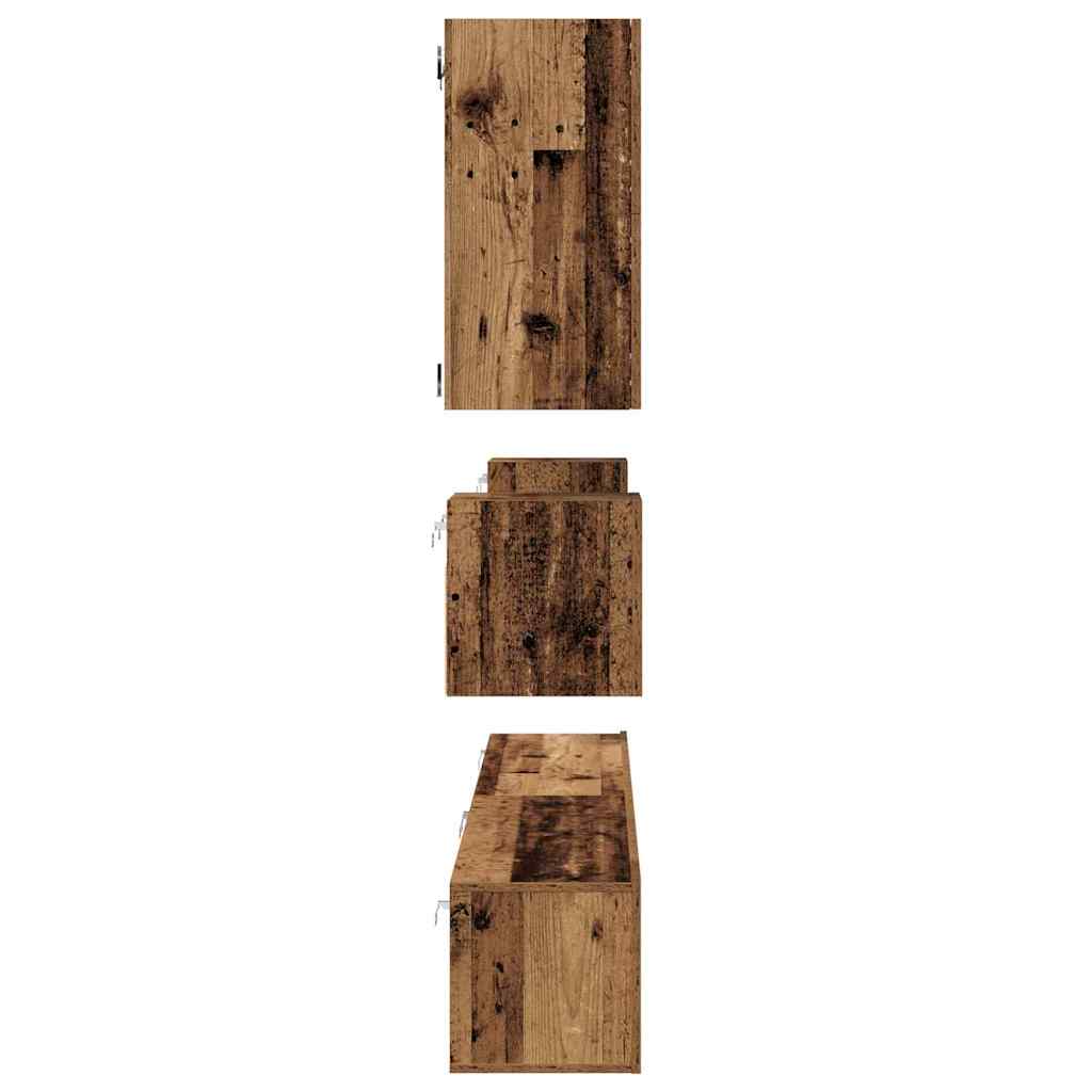 TV Cabinet Set Wall-mounted 8 pcs Old Wood Engineered Wood