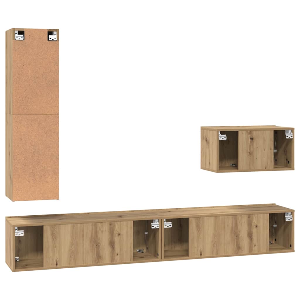 TV Cabinet Set with Drawer 4 pcs Artisan Oak Engineered Wood