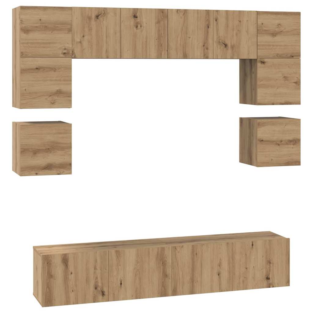 TV Cabinet Set Wall-mounted 8 pcs Artisan Oak Engineered Wood