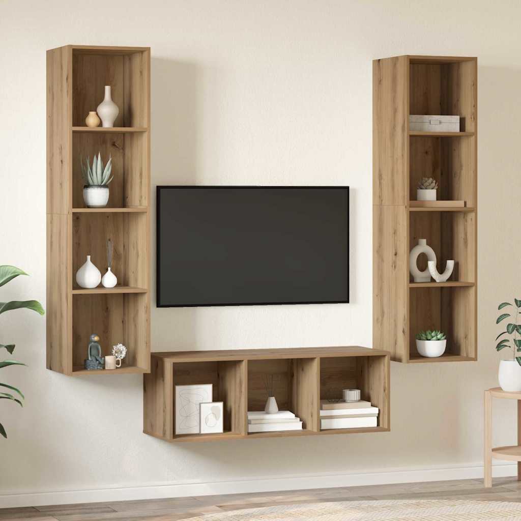 TV Cabinet Set 3 pcs Artisan Oak Engineered Wood